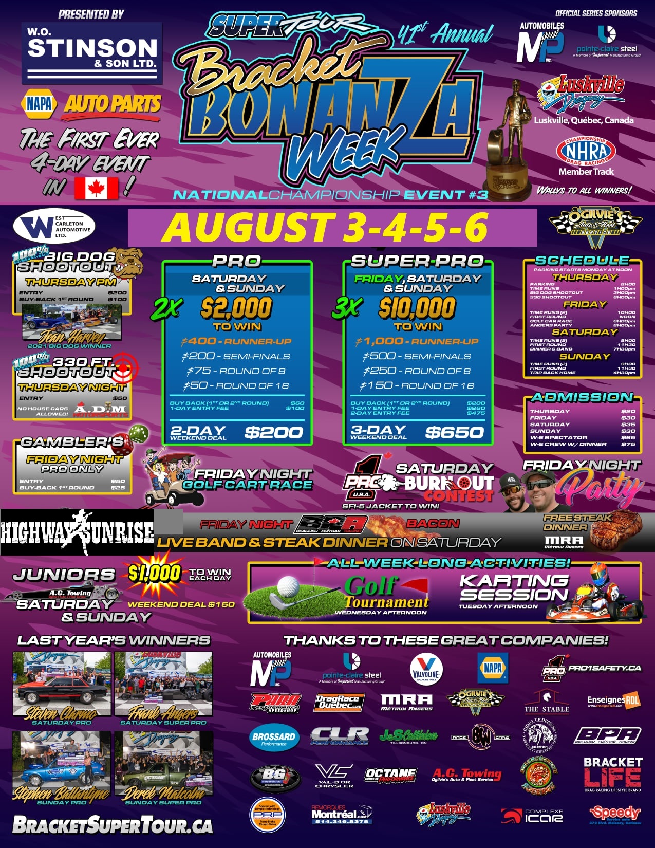 Luskville Dragway 20th. ANNUAL OTTAWA SUN BRACKET BONANZA